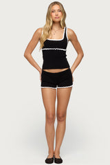 Saffra Contrast Ruffle Knit Shorts