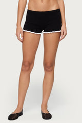 Saffra Contrast Ruffle Knit Shorts
