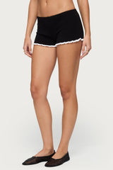 Saffra Contrast Ruffle Knit Shorts