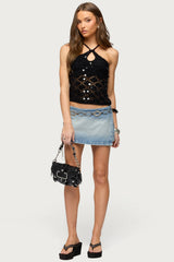 Mae Open Back Sequin Crochet Top