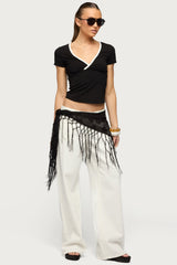 Yulenna Contrast V Neck Top