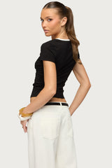 Yulenna Contrast V Neck Top