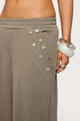 Zania Iridescent Button Joggers