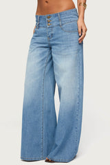 Wide Waistband Low Rise Baggy Jeans