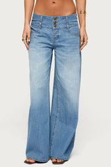 Wide Waistband Low Rise Baggy Jeans