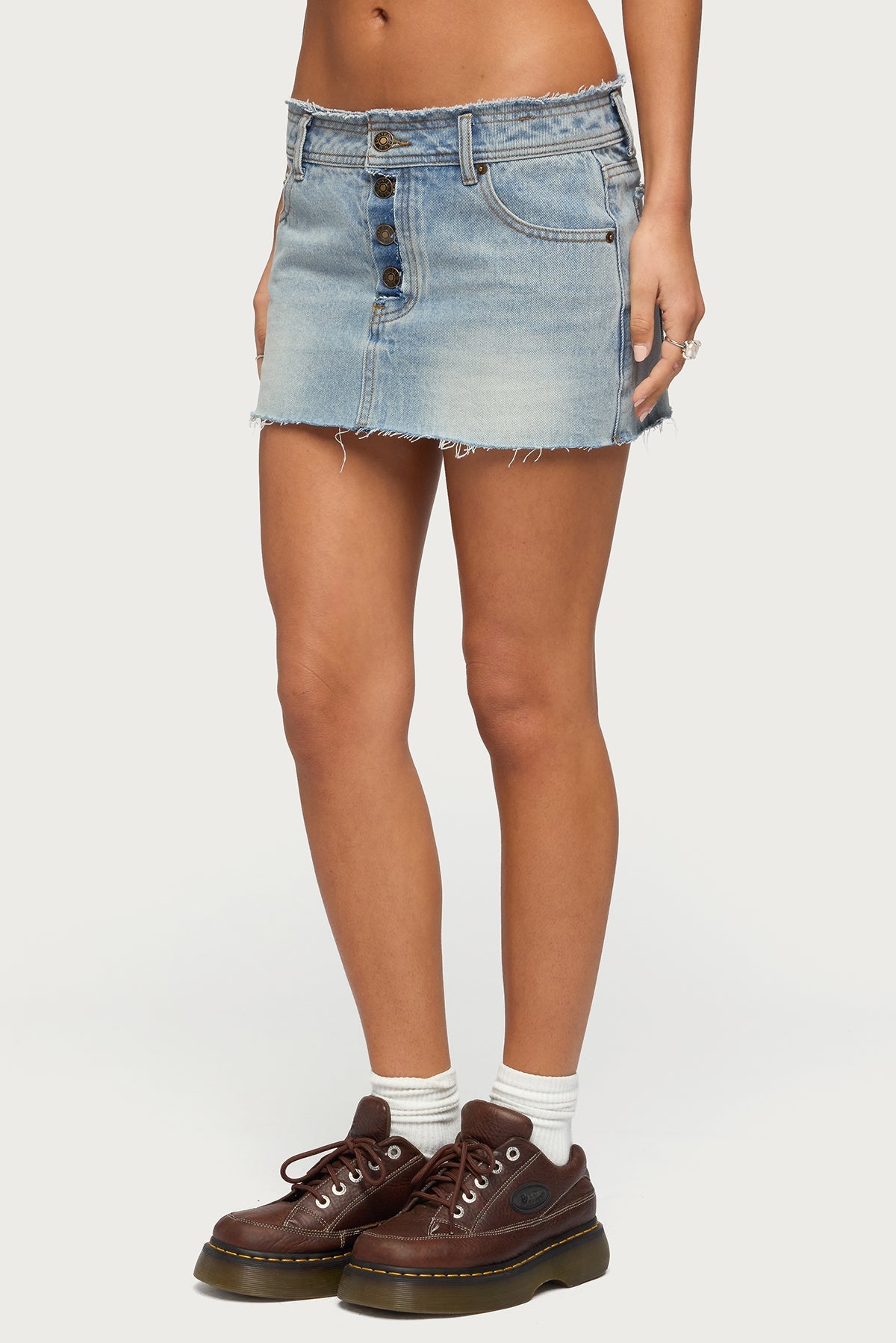 Emree Distressed Denim Mini Skirt