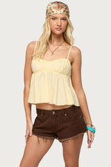 Byrdie Ruched Babydoll Tank Top