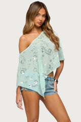 Triana Bead & Sequin Chiffon Poncho