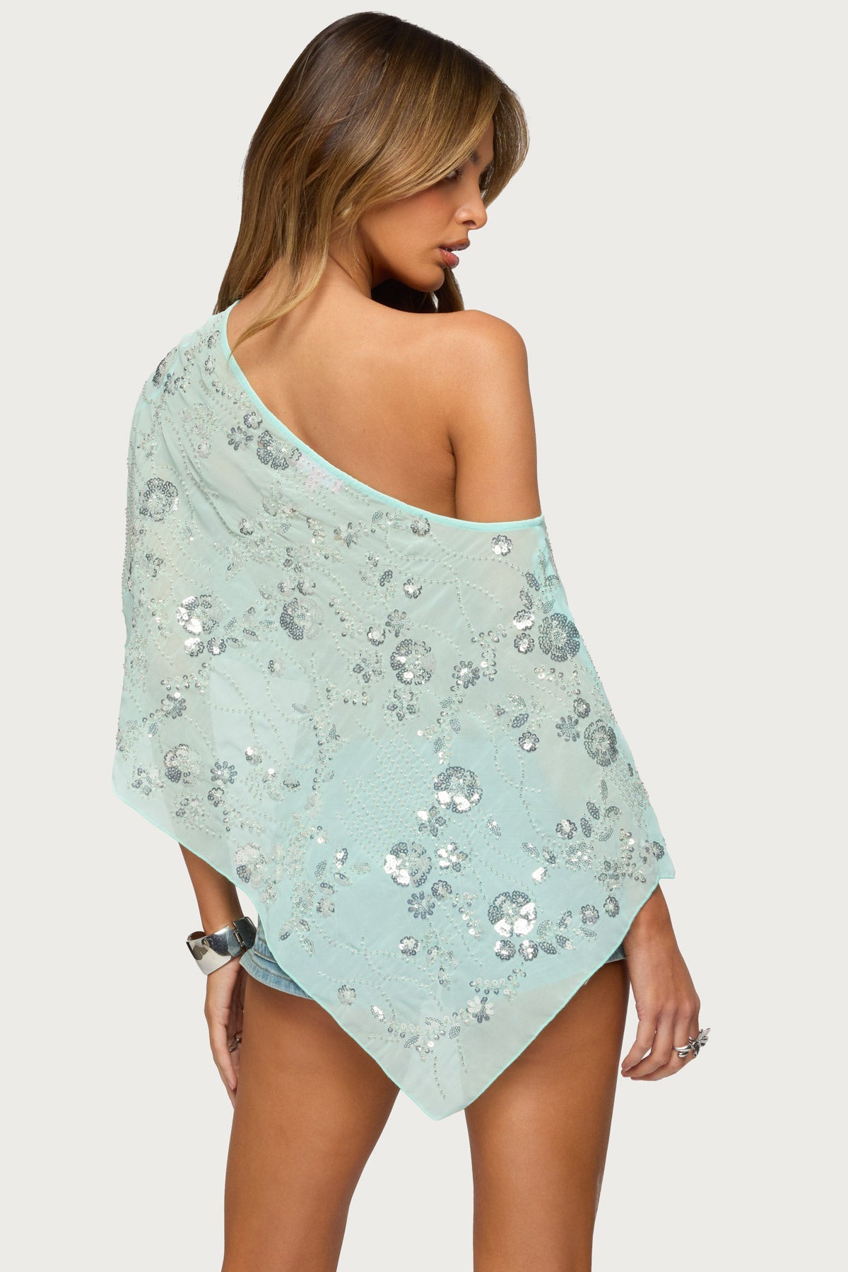 Triana Bead & Sequin Chiffon Poncho