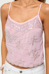 Bead & Sequin Chiffon Tank Top