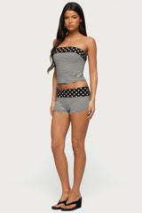 Presley Stripe & Polka Dot Foldover Tube Top