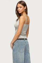 Vieve Contrast Lacey Tank Top