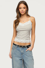 Vieve Contrast Lacey Tank Top