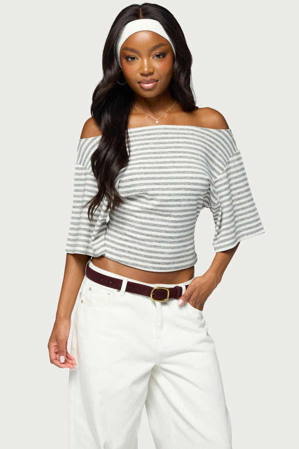 Jadan Striped Off Shoulder Top view 1
