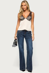 Vikkey Lacey Satin Effect Tank Top