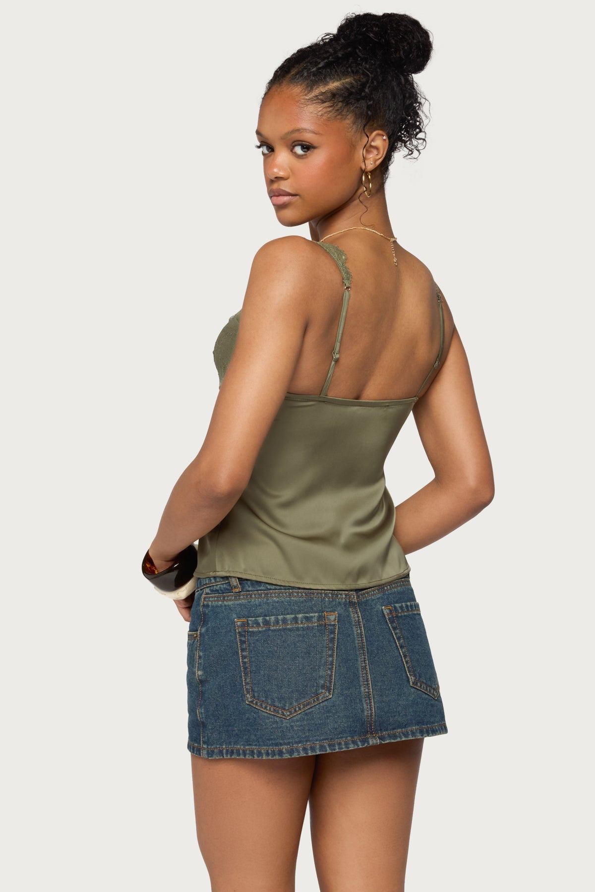 Vikkey Lacey Satin Effect Tank Top