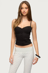 Helenna Button Front Lace Up Top