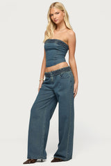 Braidey Strapless Denim Top