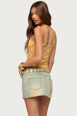 Ardena Sequin Sheer Lace Top