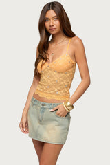 Ardena Sequin Sheer Lace Top