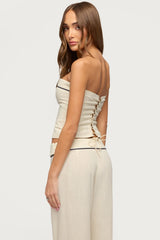 Dorine Contrast Woven Strapless Top