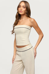 Dorine Contrast Woven Strapless Top