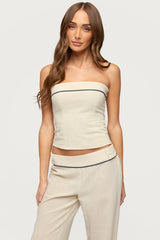 Dorine Contrast Woven Strapless Top