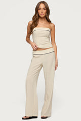 Dorine Contrast Woven Strapless Top