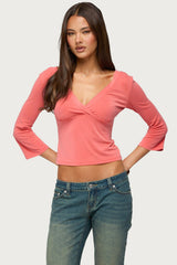 Mar V Neck Three-Quarter Sleeve Top