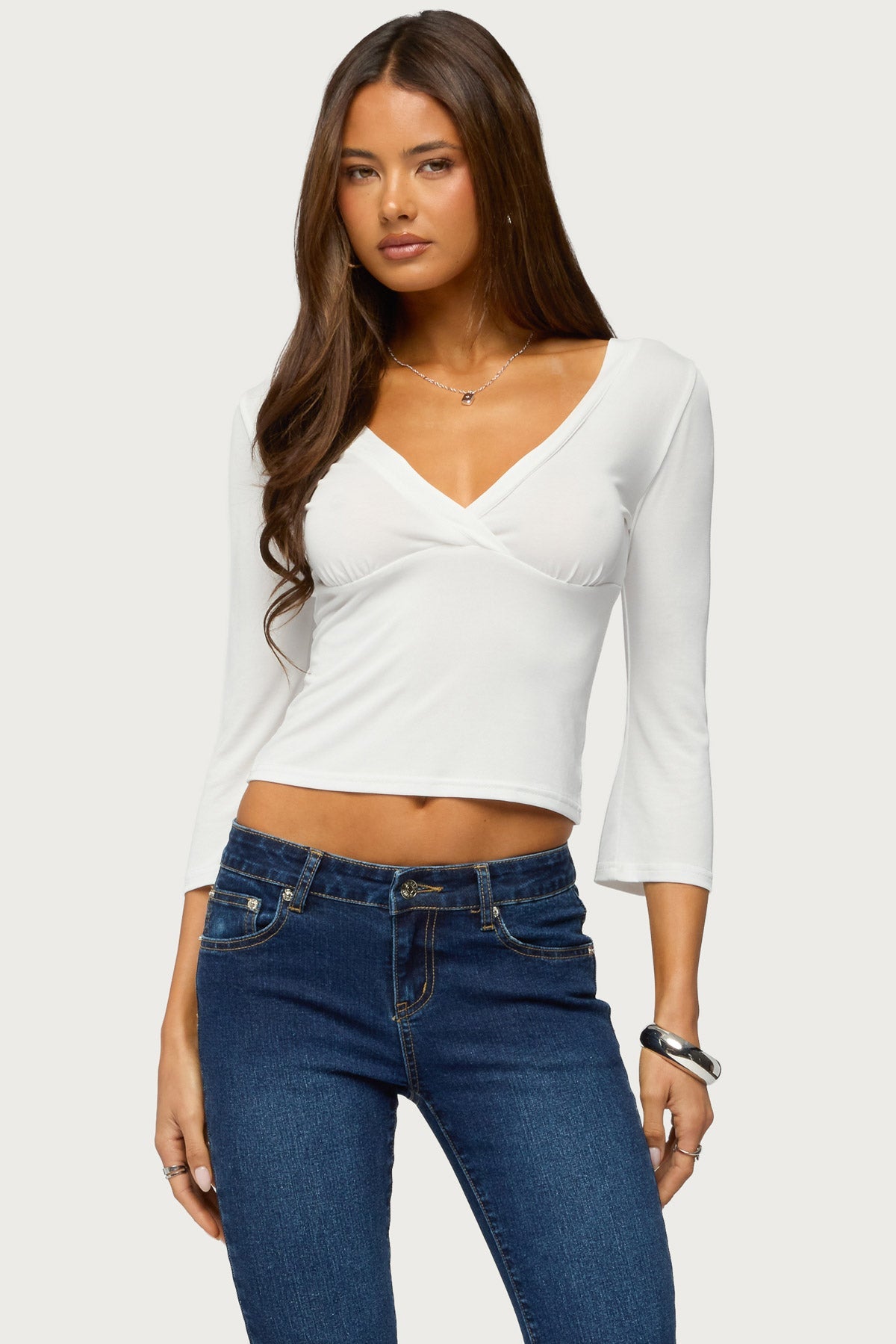 Mar V Neck Quarter Sleeve Top