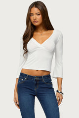 Mar V Neck Quarter Sleeve Top