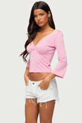 Mar V Neck Quarter Sleeve Top
