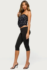 Jaclyn Polka Dot Mesh Strapless Top