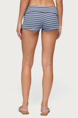 Hodaya Striped Foldover Micro Shorts
