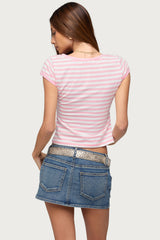 Laia Striped V Neck T Shirt