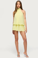 Kortney Chiffon High Neck Mini Dress