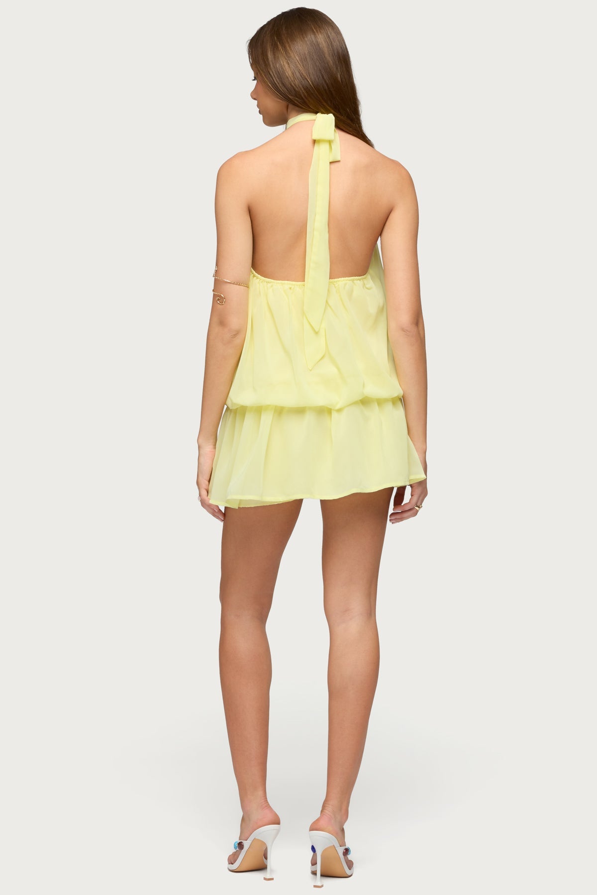 Kortney Chiffon High Neck Mini Dress