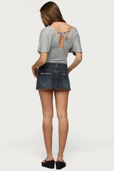 Nicole Studded Denim Mini Skirt