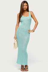 Abby Sequin Sheer Knit Maxi Dress