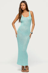 Abby Sequin Sheer Knit Maxi Dress