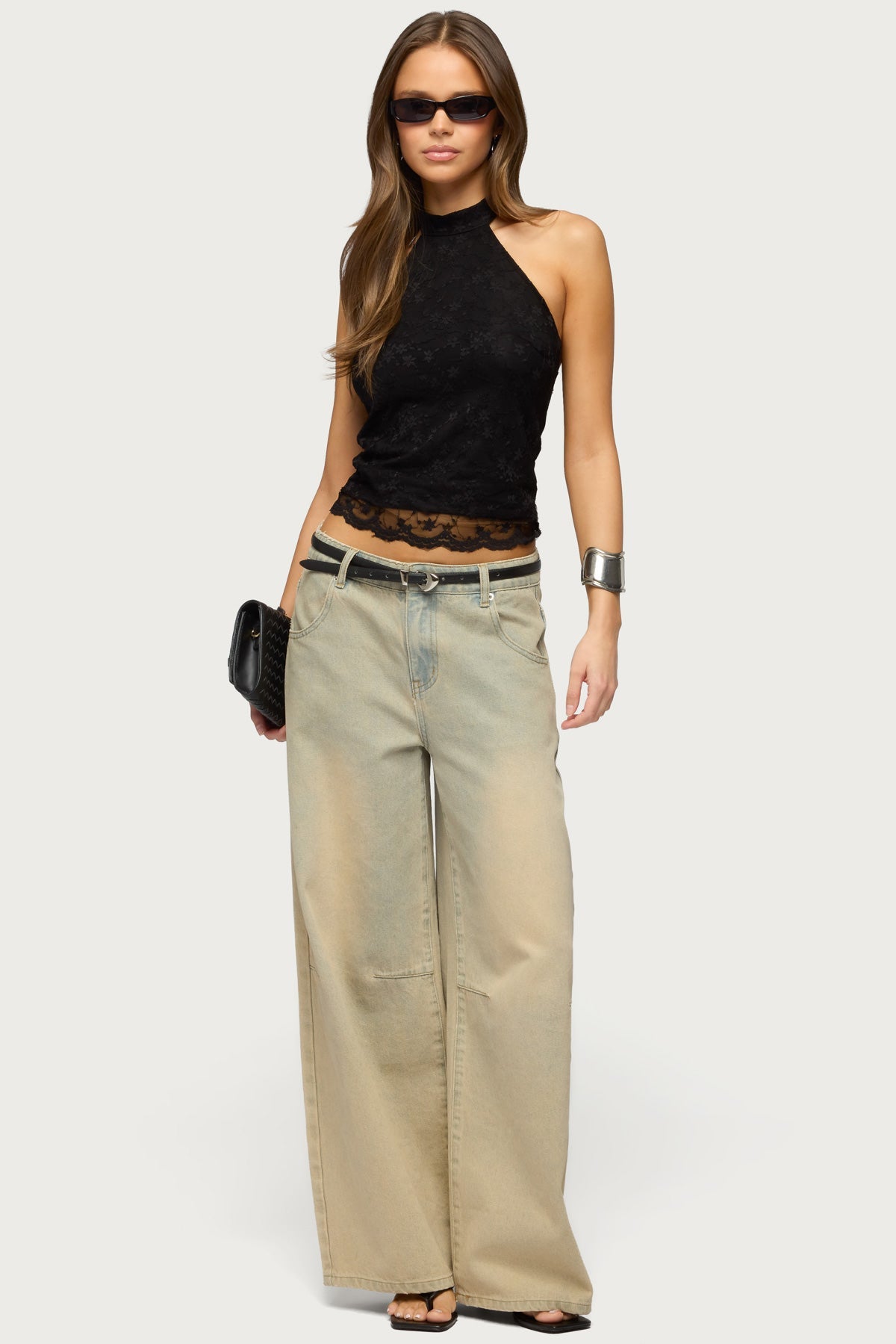 Perrie Lace High Neck Halter Top