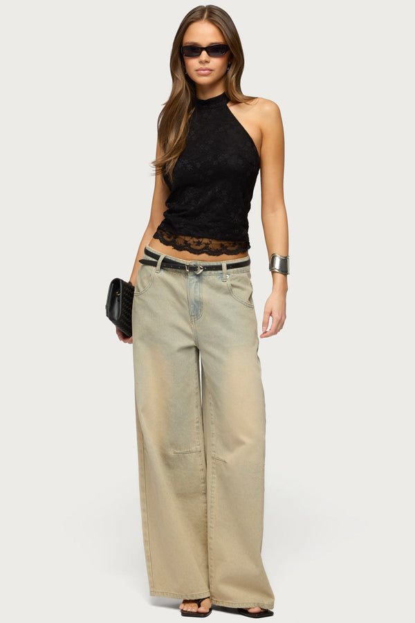 Perrie Lace High Neck Halter Top