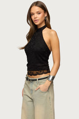 Perrie Lace High Neck Halter Top