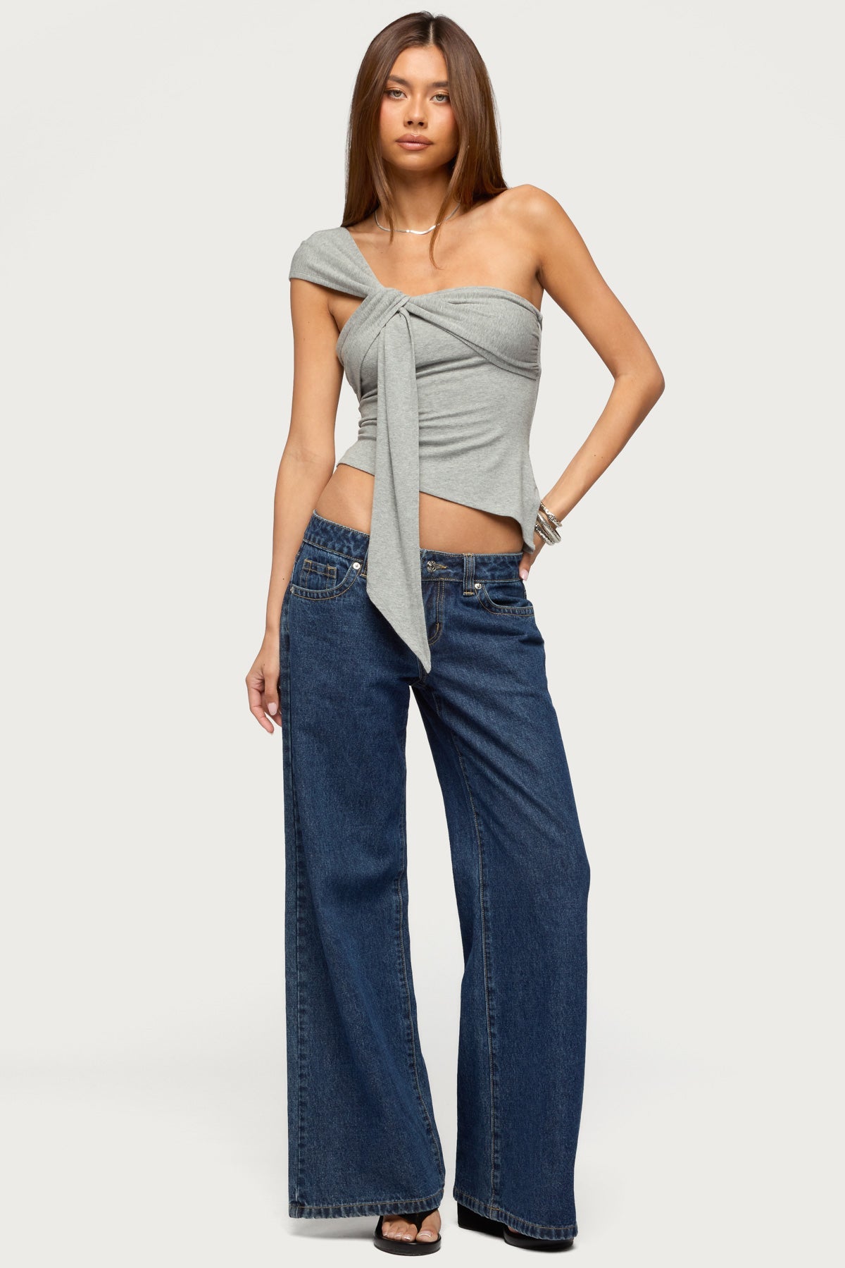 Zoie Draped Tie One Shoulder Top
