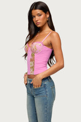 Inka Floral Sequin Bead Cupped Corset