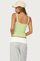 Contrast Stitched Lacey Henley Top
