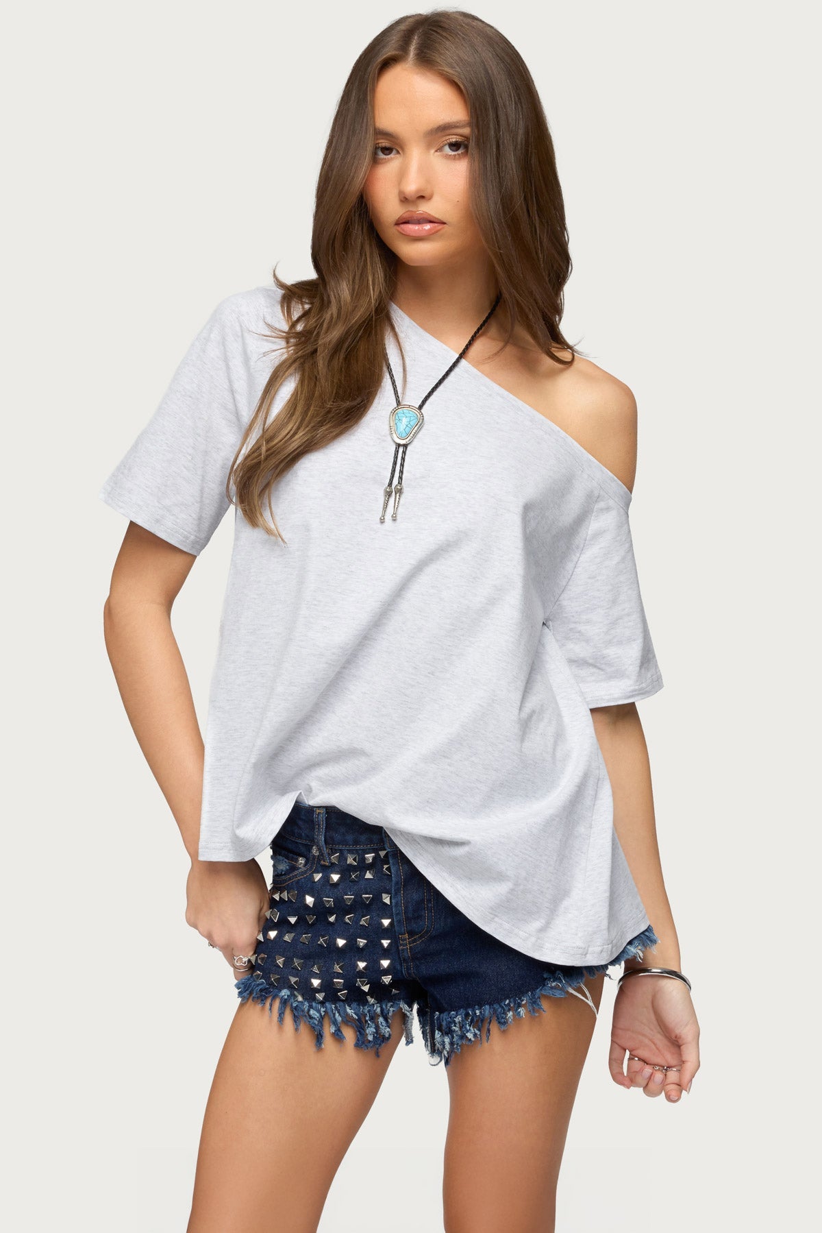 Miah Off Shoulder Shredded Back Top