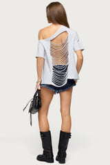 Miah Off Shoulder Shredded Back Top