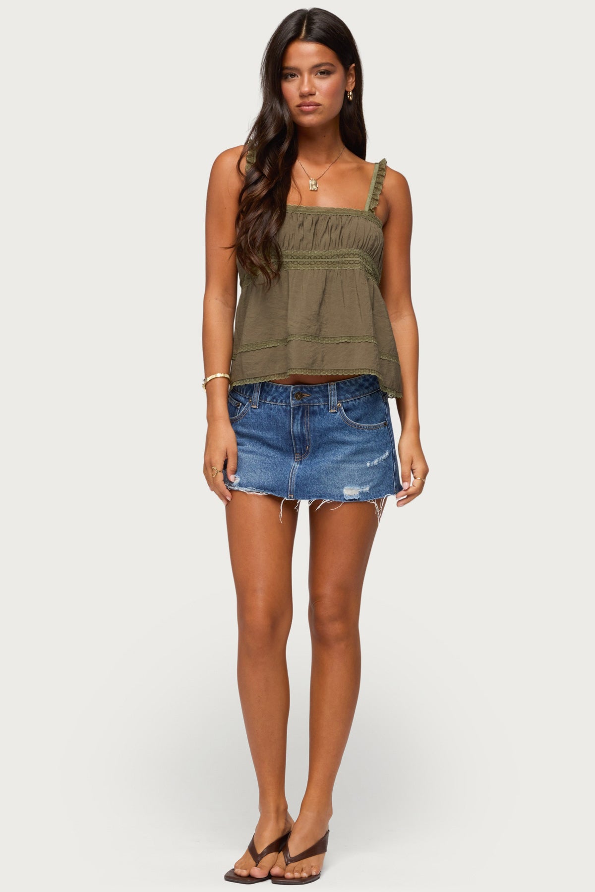 Mable Lacey Straight Neck Tank Top