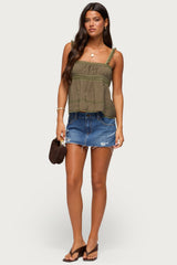 Mable Lacey Straight Neck Tank Top